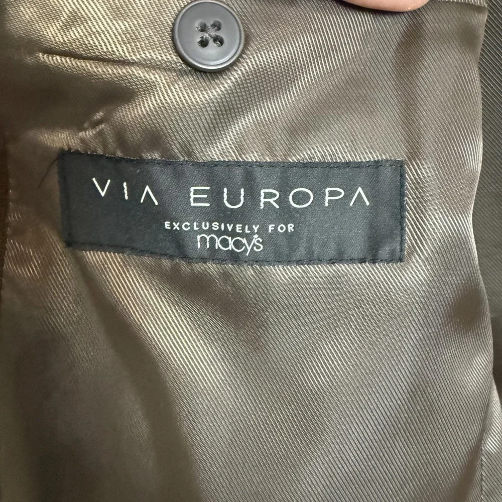 Via Europa Men's Brown Sport Coat Blazer Look Macy's Exclusive - 44R Microfiber